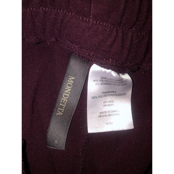 MONDETTA-WOMENS BURGUNDY ELASTIC WAIST TAPPER LEG SWEATPANTS SIZE SMALL - Picture 3 of 5